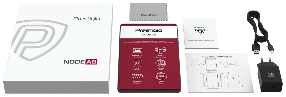 Планшет PRESTIGIO Node A8 1/32Gb Slate Grey PMT4208_3G_E_EU Казахстан