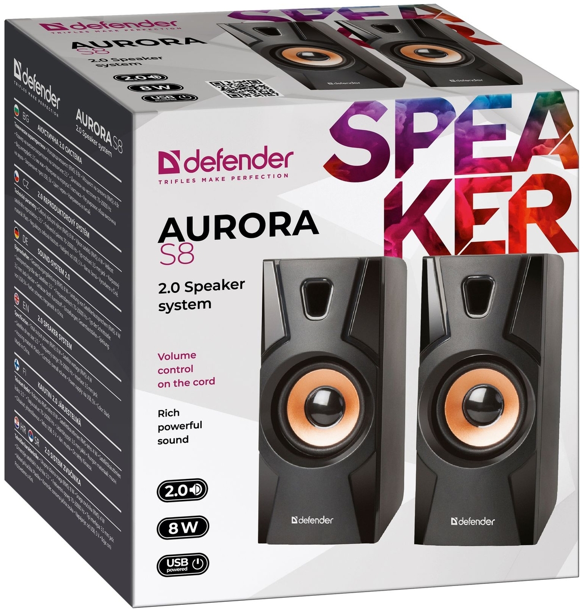 Цена Акустическая система DEFENDER 2.0 Aurora S8 USB Black