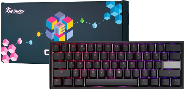 Клавиатура DUCKY One 2 Mini, Cherry Red, RGB LED, UA/RU, Black-White (DKON2061ST-RRUPDAZT1)