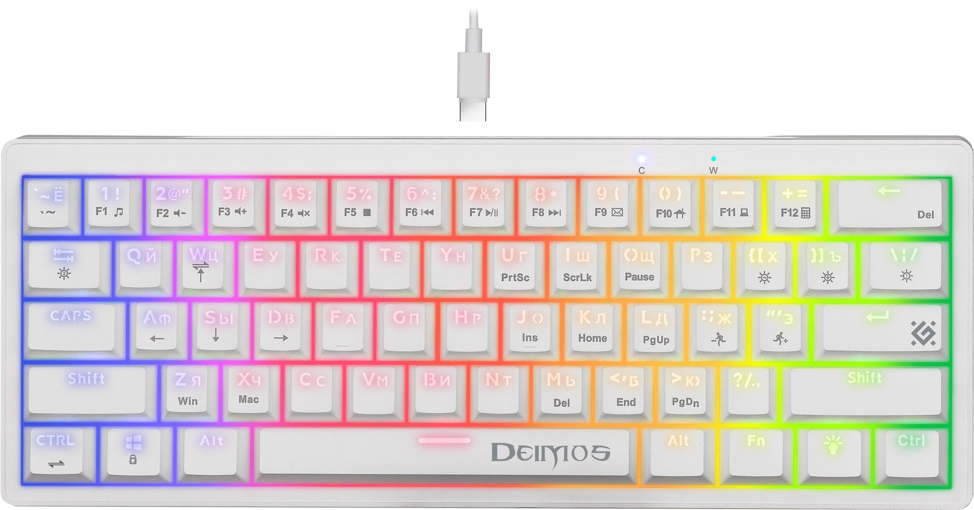 Клавиатура DEFENDER Deimos GK-303 RGB белая коричневые свитчи