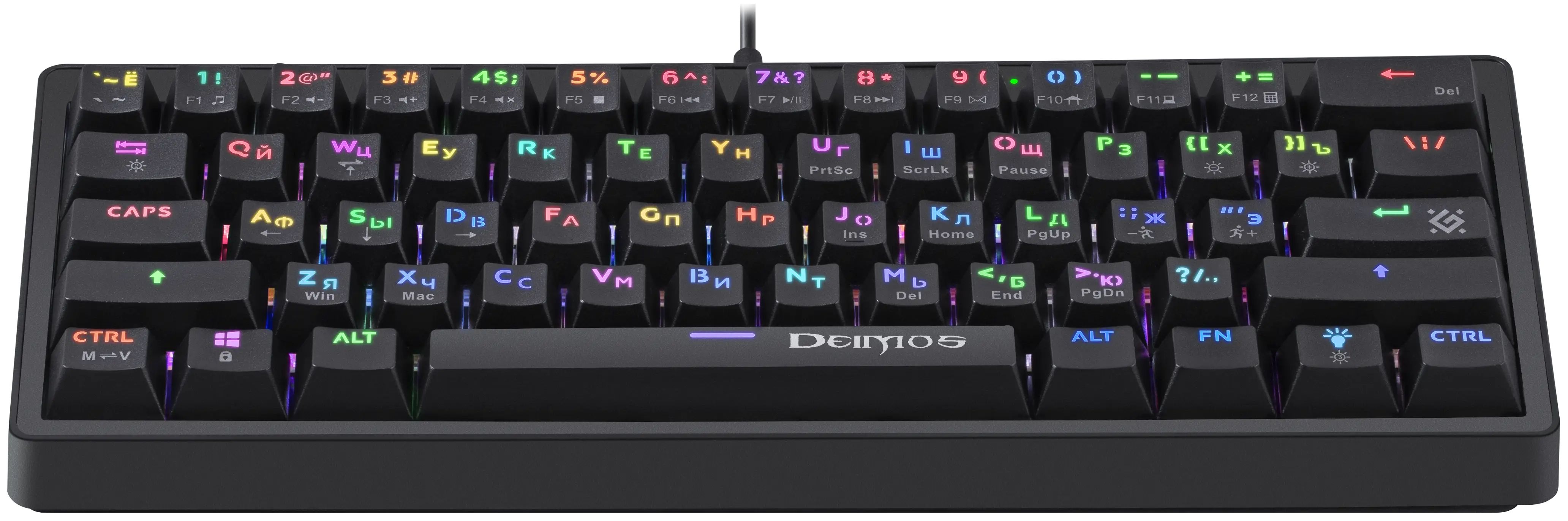 Цена Клавиатура DEFENDER Deimos GK-303 RGB черная розовые свитчи