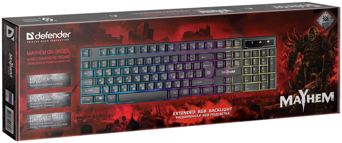 Клавиатура DEFENDER Mayhem GK-360DL RGB black (45360) заказать