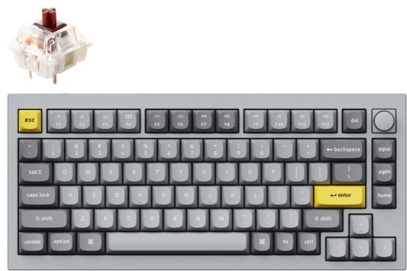 Фото Клавиатура KEYCHRON Q1 QMK HotSwappable Gateron Phantom Brown RGB Knob Space Grey (Q1N3_KEYCHRON)