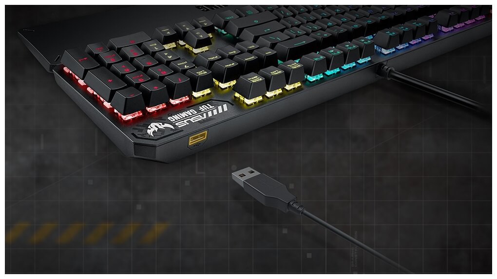 Клавиатура ASUS TUF Gaming K3 Kailh Red USB RU RGB Black (90MP01Q0-BKRA00) заказать