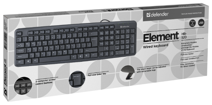 картинка Клавиатура DEFENDER Element HB-520 KZ Black от магазина 1.kz
