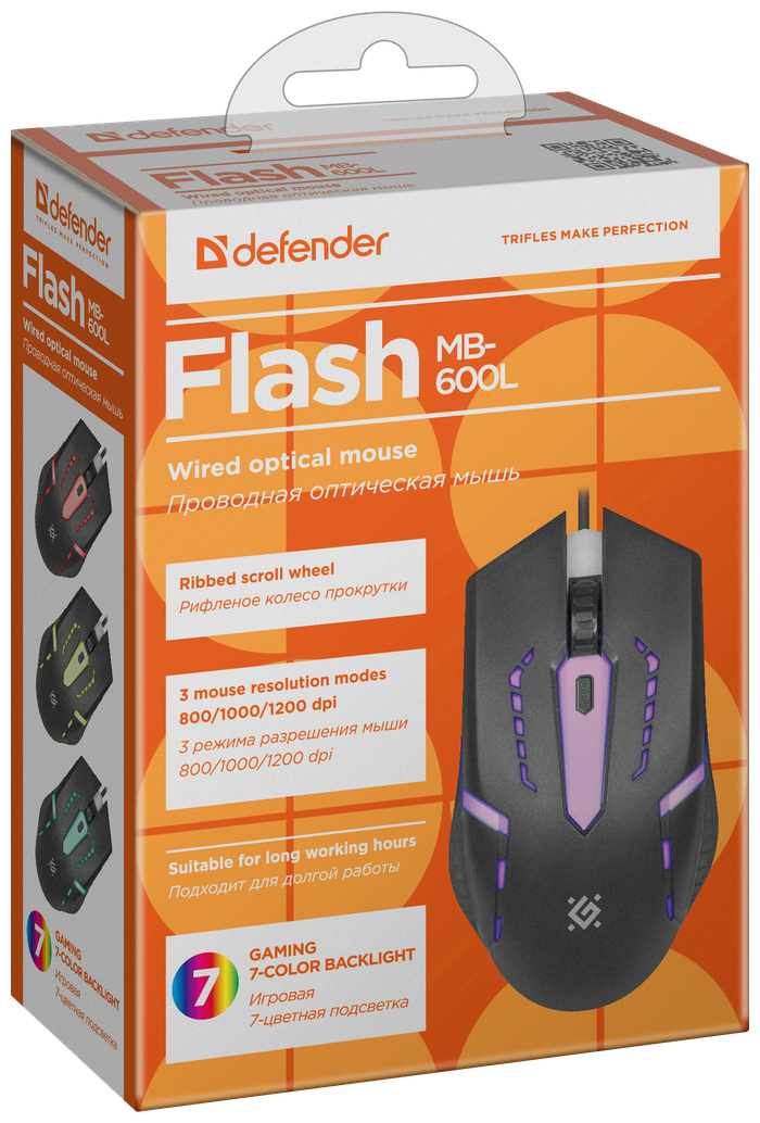 Купить Мышь проводная DEFENDER Flash MB-600L 7цветов подсветки