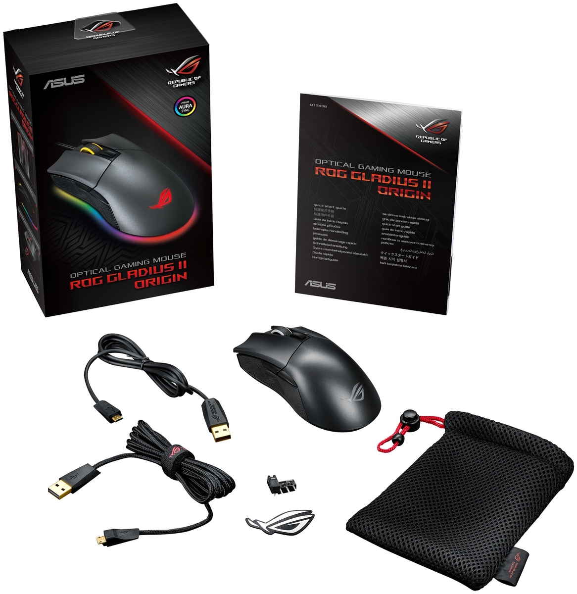 Фото Мышь ASUS ROG Gladius II ORIGIN Optical 12000 dpi USB Black