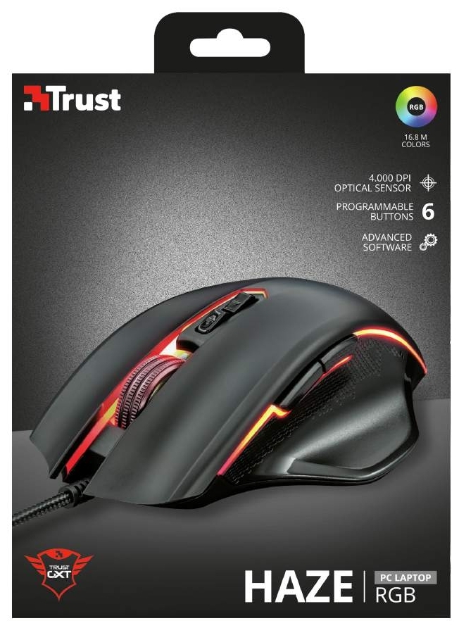 Мышь TRUST GXT168 Haze Illuminated RGB Black Казахстан