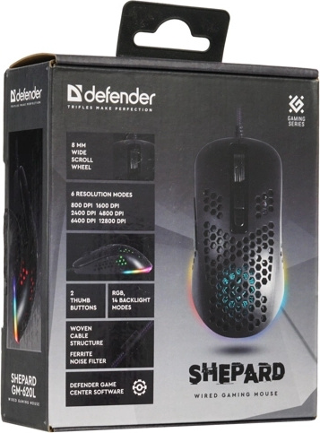Мышь DEFENDER Shepard GM-620L RGB Black заказать