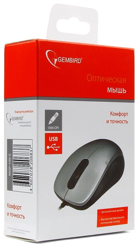 Фото Мышь GEMBIRD MOP-100-S Silver