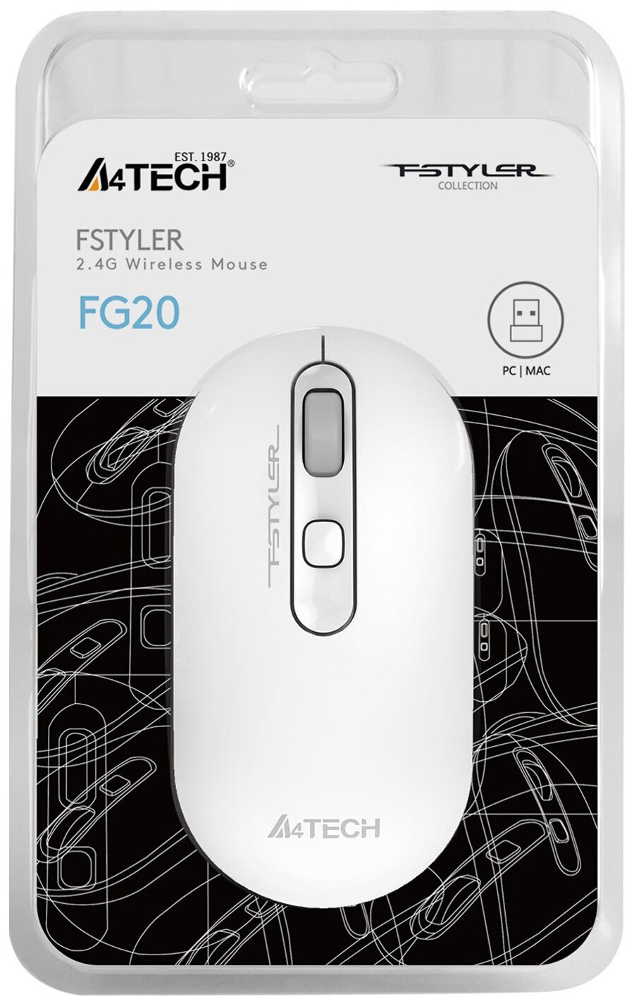 Фотография Мышь A4tech Fstyler FG20 Wireless White