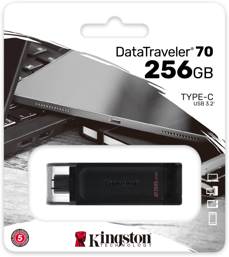 Фотография USB накопитель KINGSTON DT70/256Gb USB-C 3.2 Black