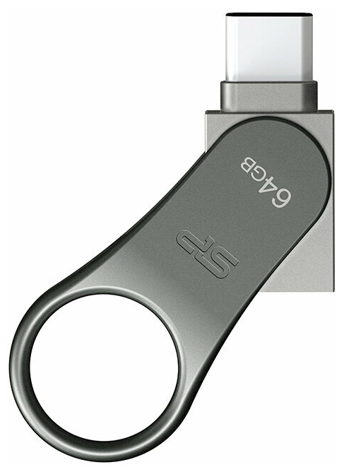 Фото USB накопитель SILICON POWER Mobile C80 SP064GBUC3C80V1S USB 3.2 + USB-C (Android/OTG) Gray