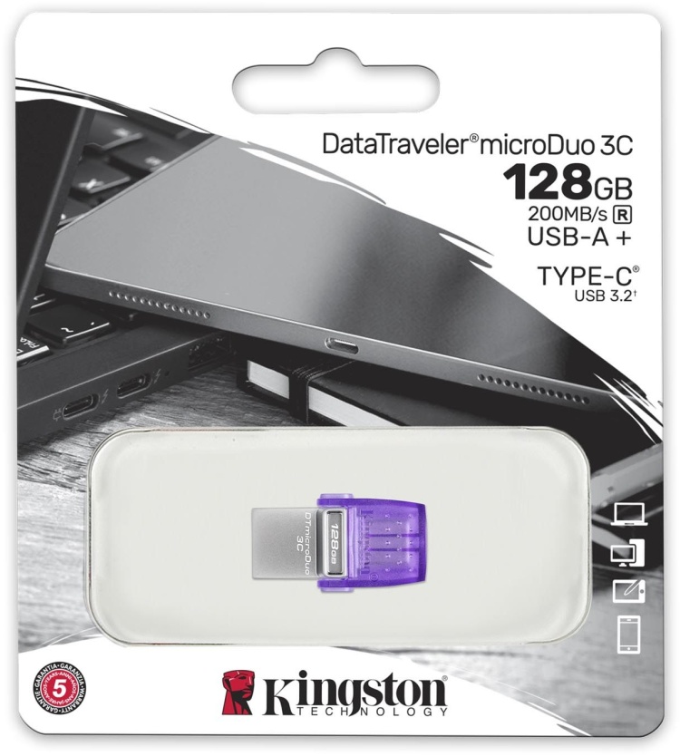 Фотография USB накопитель KINGSTON OTG DTDUO3CG3/128Gb металл