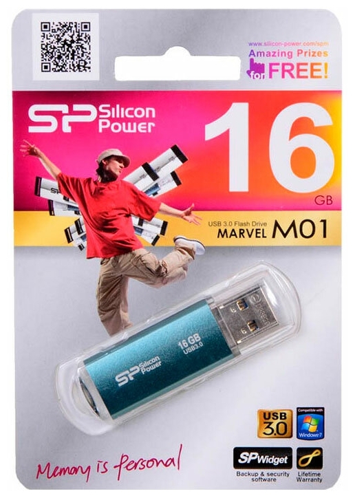 Картинка USB накопитель SILICON POWER Marvel M01 SP064GBUF3M01V1B USB 31 Blue