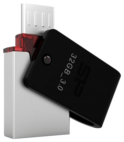 Картинка USB накопитель SILICON POWER Mobile X21 SP032GBUF2X21V1K USB 2.0 + microUSB (Android/OTG) Black