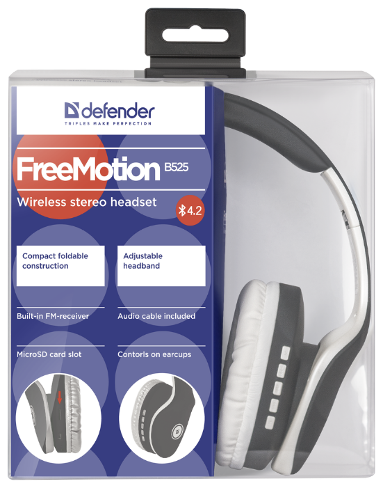 Цена Наушники DEFENDER FreeMotion B525 Grey-white