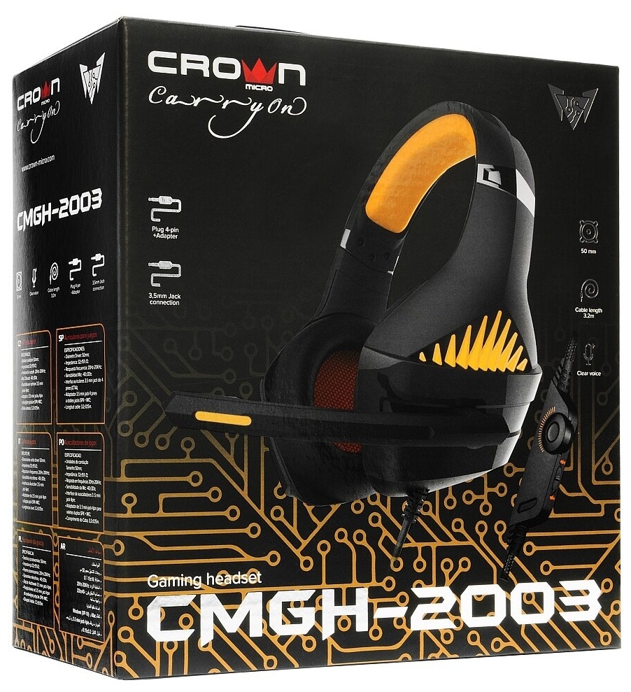 Картинка Гарнитура CROWN CMGH-2003 Black&orange