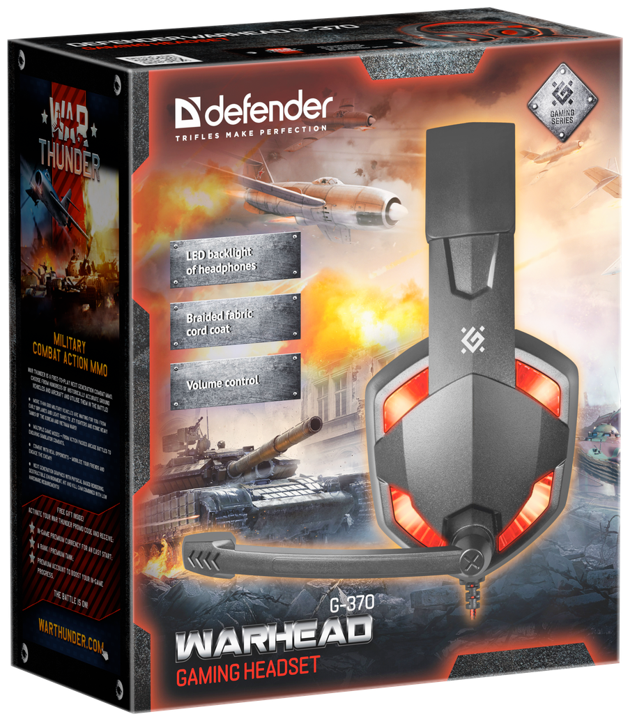 Картинка Гарнитура DEFENDER Warhead G-370 Black (64037)