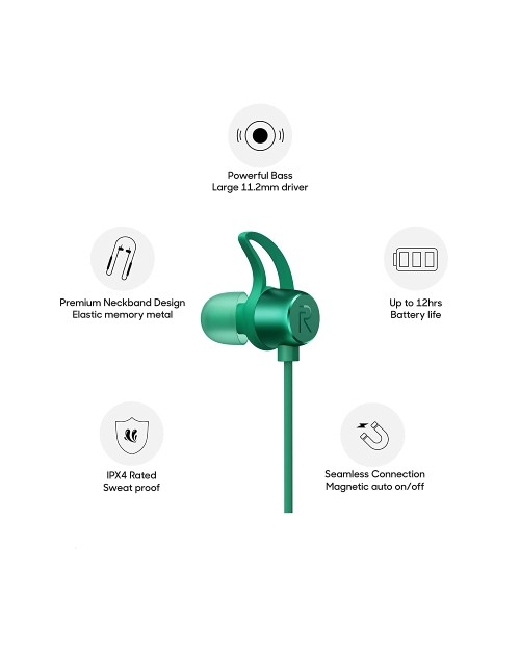 Картинка Наушники REALME Wireless Earbuds RMA 108 Green
