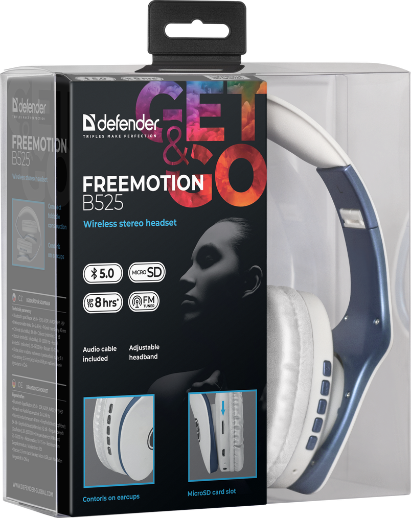 Цена Наушники DEFENDER FreeMotion B525 White-blue