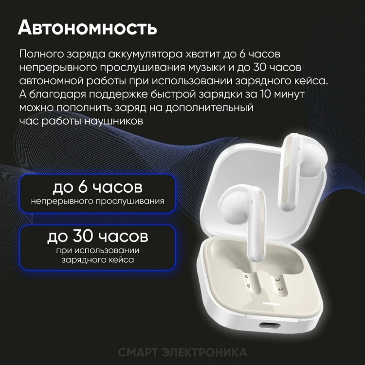 Цена Наушники XIAOMI Redmi Buds 6 Active White