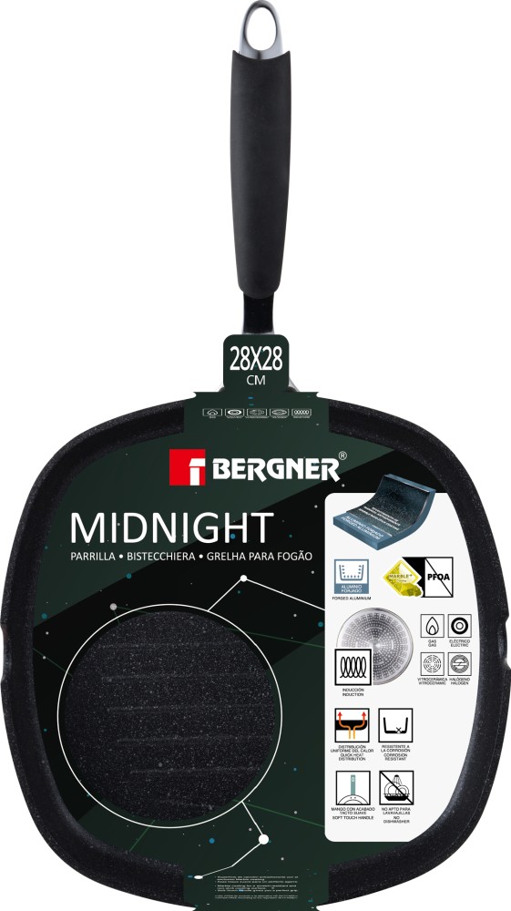 Сковорода-гриль BERGNER Midnight BG BG-30130-GR 28x28x4.5 см
