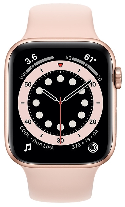 Фото Смарт-часы APPLE Watch Series 6 GPS 44mm Gold Aluminium Case with Pink Sand Sport Band - Regular Model A2292