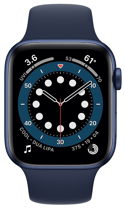 Фото Смарт часы APPLE Watch Series 6 GPS 44mm Blue Aluminium Case with Deep Navy Sport Band - Regular