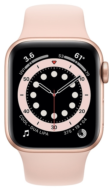 Фото Смарт часы APPLE Watch Series 6 GPS 40mm Gold Aluminium Case with Pink Sand Sport Band - Regular