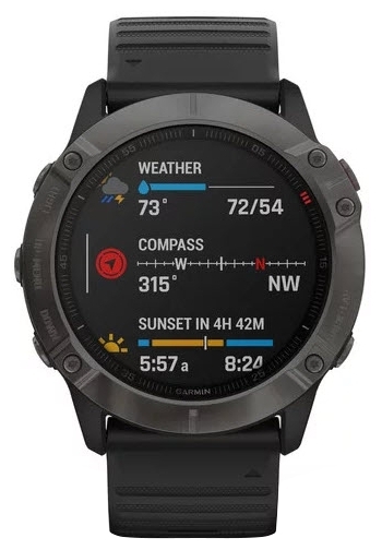 Картинка Смарт-часы GARMIN fenix 6X Sapphire Carbon Gray DLC w/Black Band 010-02157-11