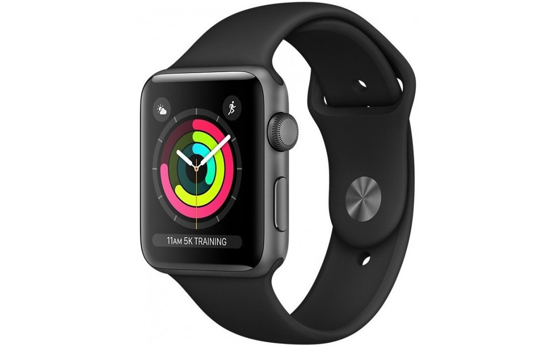 Смарт-часы APPLE Watch Series 3 GPS 38mm Space grey Aluminium Case with Black Sport Band (MQKV2LL/A)