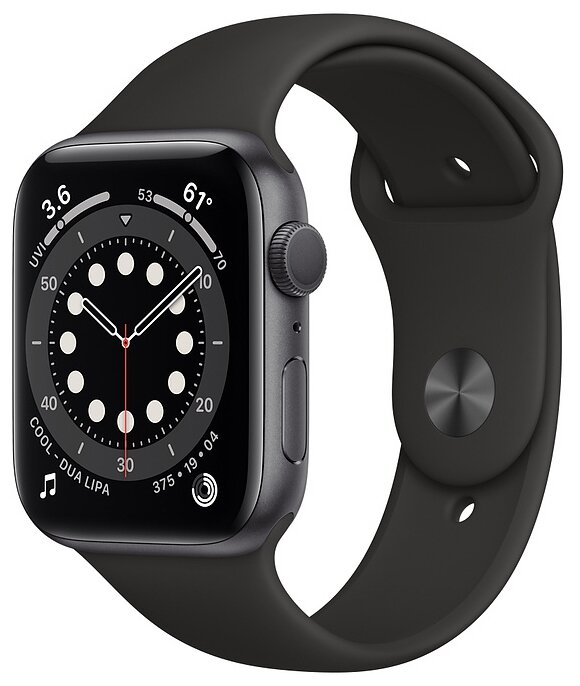 Смарт-часы APPLE Watch Series 6 44mm Space Gray Aluminium Case/Black Sport Band A2292 (M00H3GK/A)