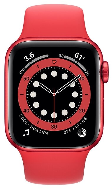 Фото Смарт-часы APPLE Series 6 GPS 40mm Red Case/Red Sport Band Regular A2291 (M00A3GK/A)