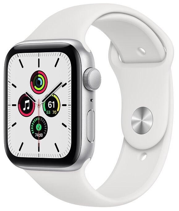 Смарт-часы APPLE Watch SE GPS 44mm Silver Case/White Sport Band Regular A2352 (MYDQ2GK/A)