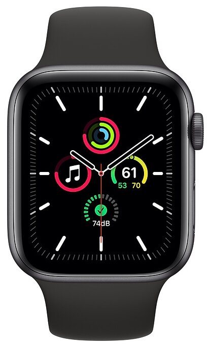 Фото Смарт-часы APPLE Watch SE GPS 44mm Space Gray Case/Black Sport Band Regular A2352 (MYDT2GK/A)