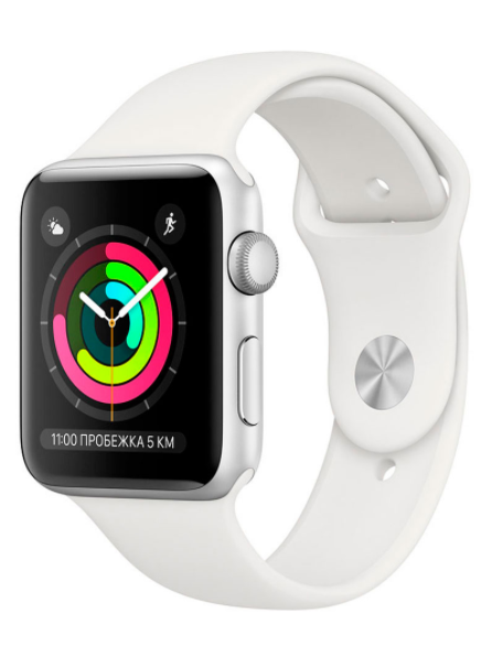 Фото Смарт-часы APPLE Watch Series 3 GPS 42mm Silver Aluminium Case with White Sport Band (MTF22GK/A)