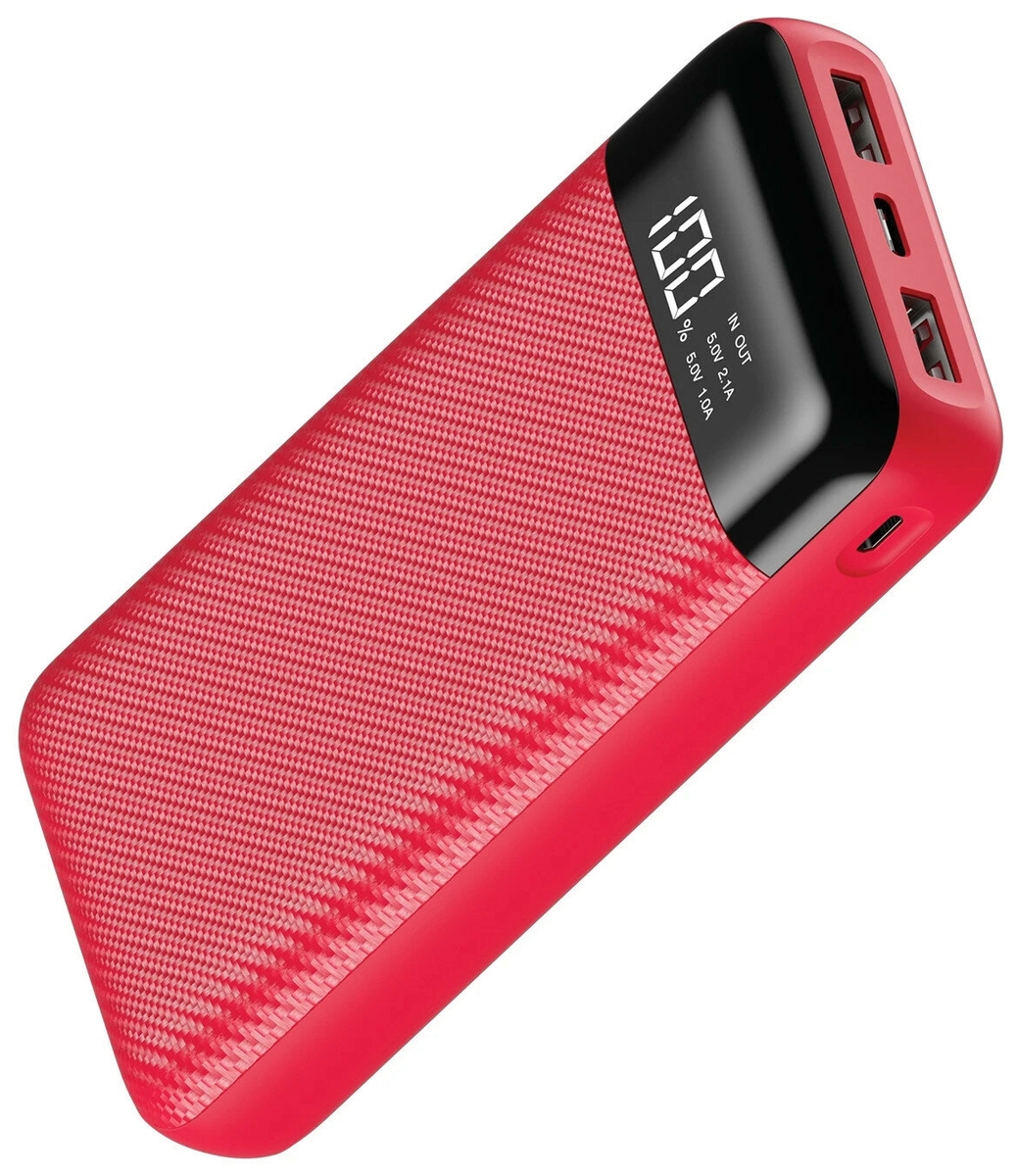 Power Bank INTERSTEP PB20DPD 20000мАч microUSB/TypeC диспл Red (IS-AK-PB20DPD2I-REDB201)