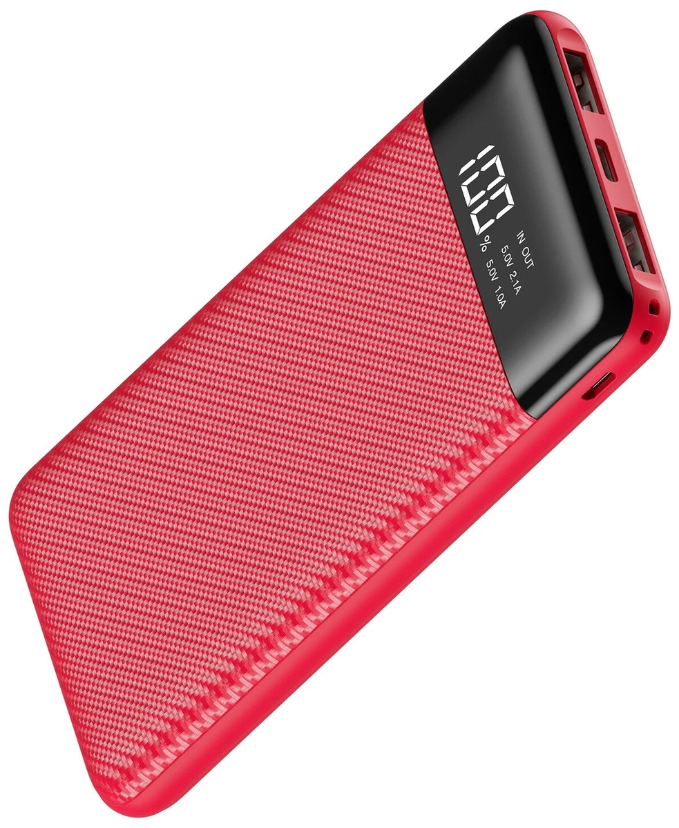 Power Bank INTERSTEP PB10DPD 10000мАч microUSB/TypeC диспл Red (IS-AK-PB10DPD2I-REDB201)