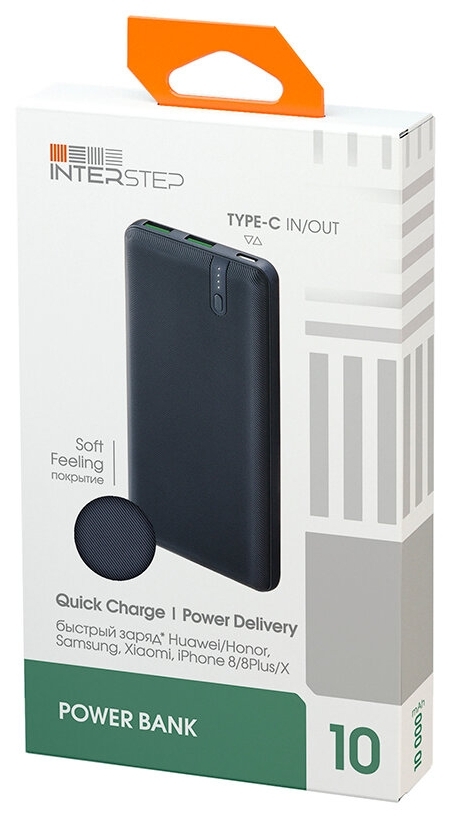 Фото Power Bank INTERSTEP PB1018PD 10000мАч TypeC QC/PD Blue (IS-AK-PB1018WPD-MNBB201)