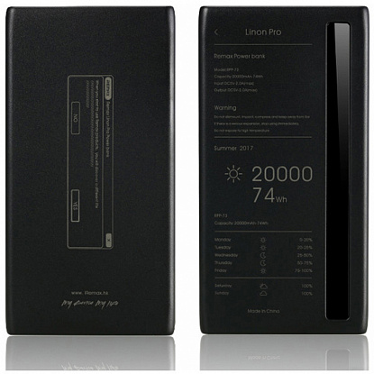 Power Bank REMAX Linon pro Series RPP-73 20000mah Black