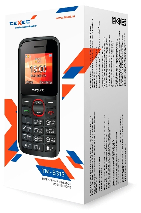 Картинка Мобильный телефон TEXET TM-B315 Black