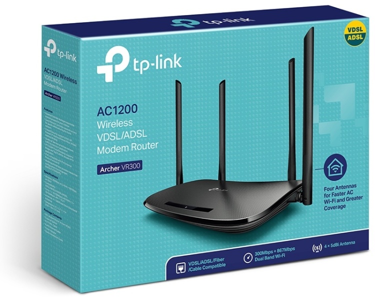 Картинка Маршрутизатор TP-LINK Archer VR300 AC1200 Wi-Fi VDSL ADSL