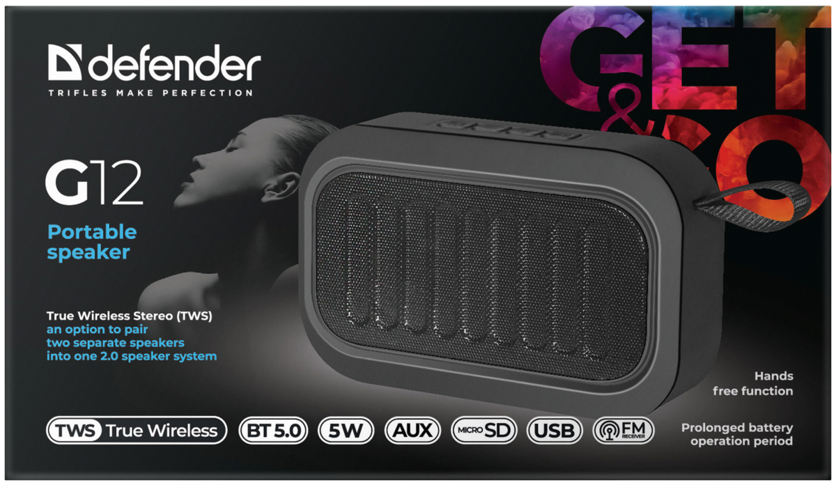 Цена Портативная аккустика DEFENDER G12 Black (65012)