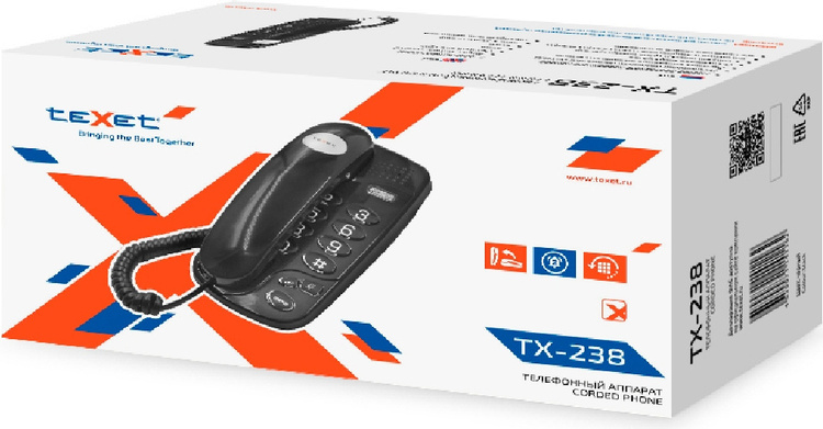 картинка Проводной телефон TEXET TX-238 чёрный от магазина 1.kz