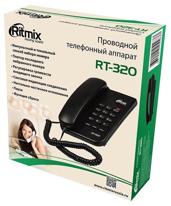 картинка Проводной телефон RITMIX RT-320 Black от магазина 1.kz