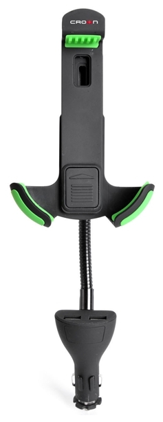 Фотография Автомобильный держатель для смартфона с двумя USB CROWN CMDC-IP5-032 Black