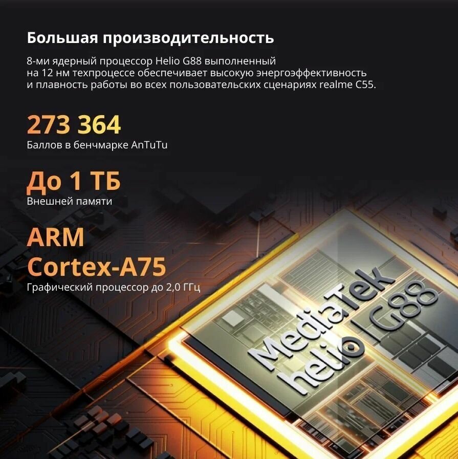 Смартфон REALME C55 8/256Gb Sunshower (RMX3710) Казахстан