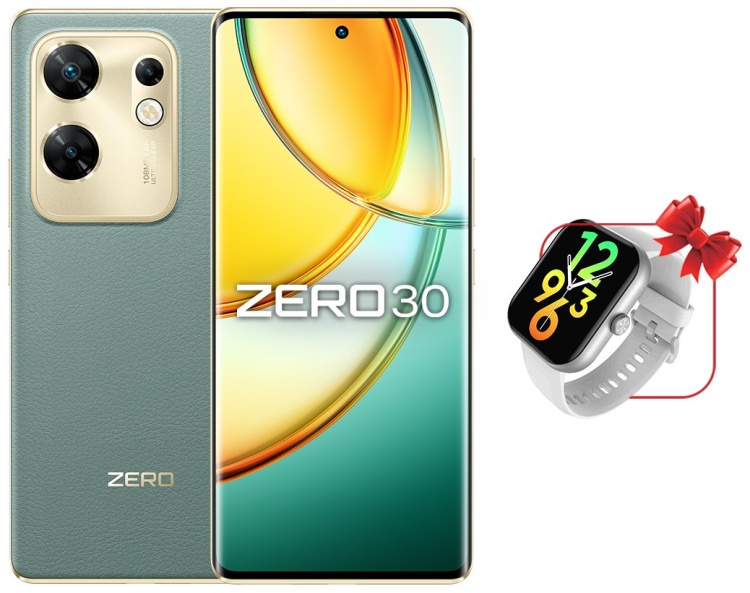 Смартфон INFINIX Zero 30 4G 8/256Gb Green +смарт-часы INFINIX XW1 Silver