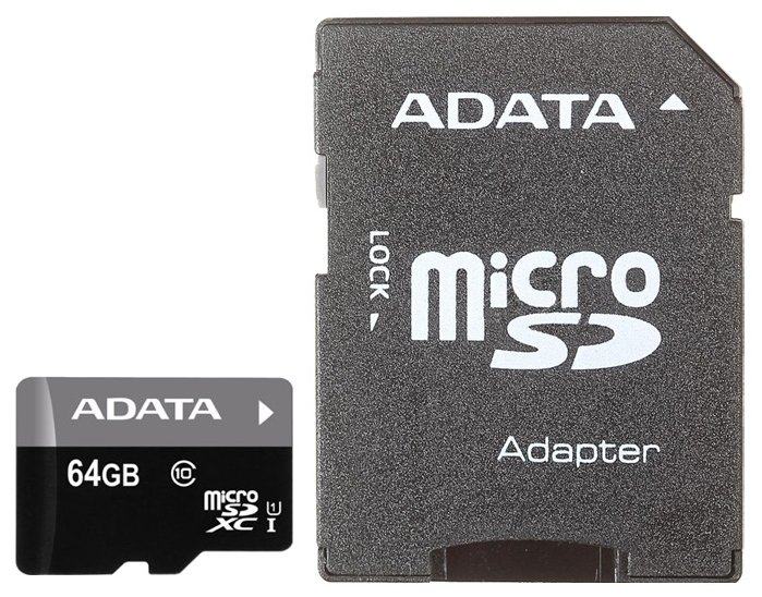 Фото Карта памяти ADATA microSDHC UHS-I CLASS 10 64 Gb Retail W/1 adapter